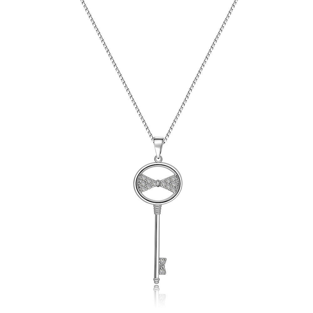 Open Your Heart Key Shape Necklace With Bow